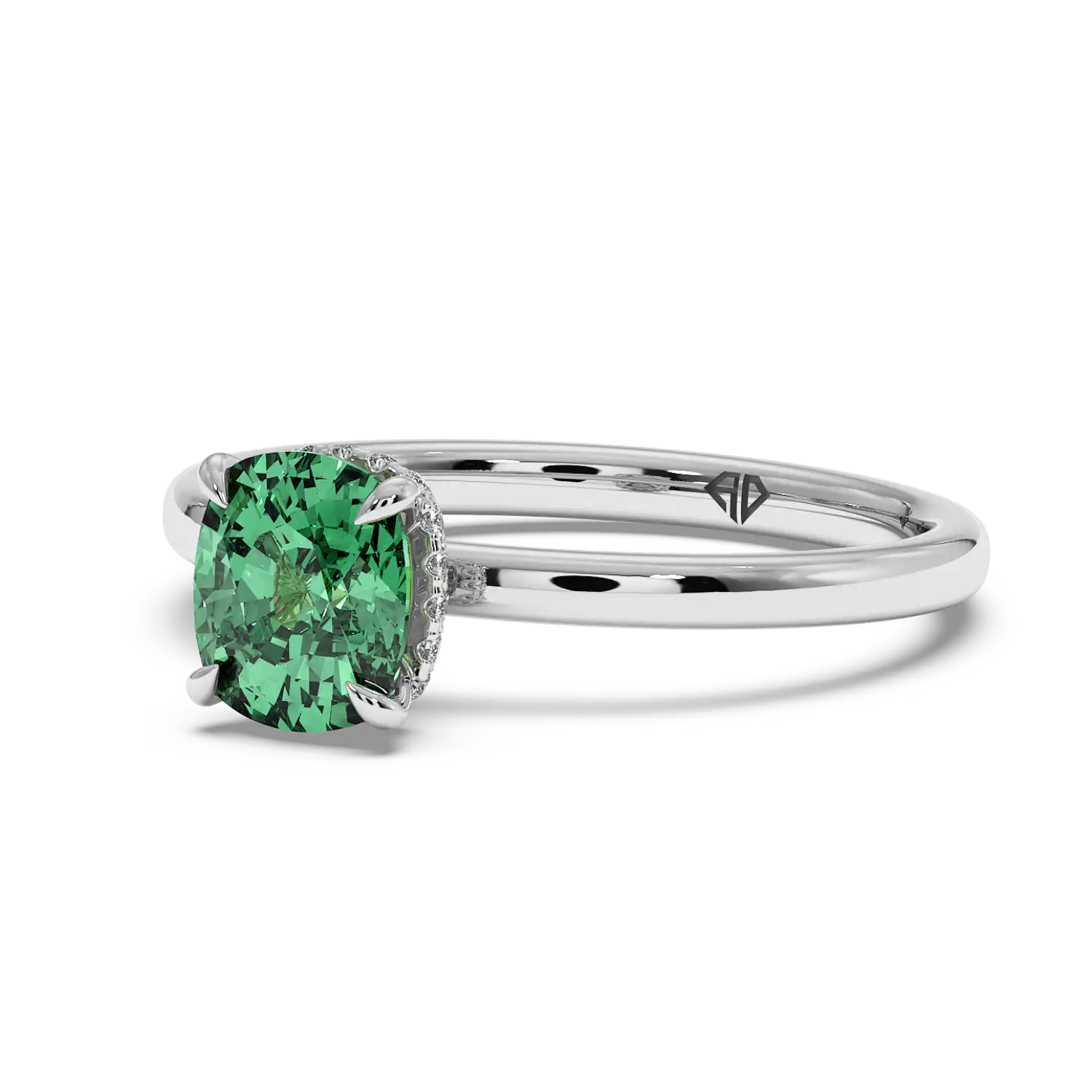 Platinum Angie Plain Shank Hidden Halo Engagement Ring