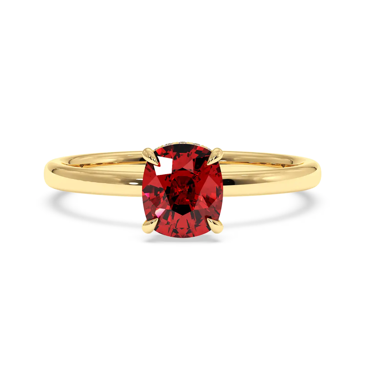 18K Yellow Gold Angie Plain Shank Hidden Halo Engagement Ring