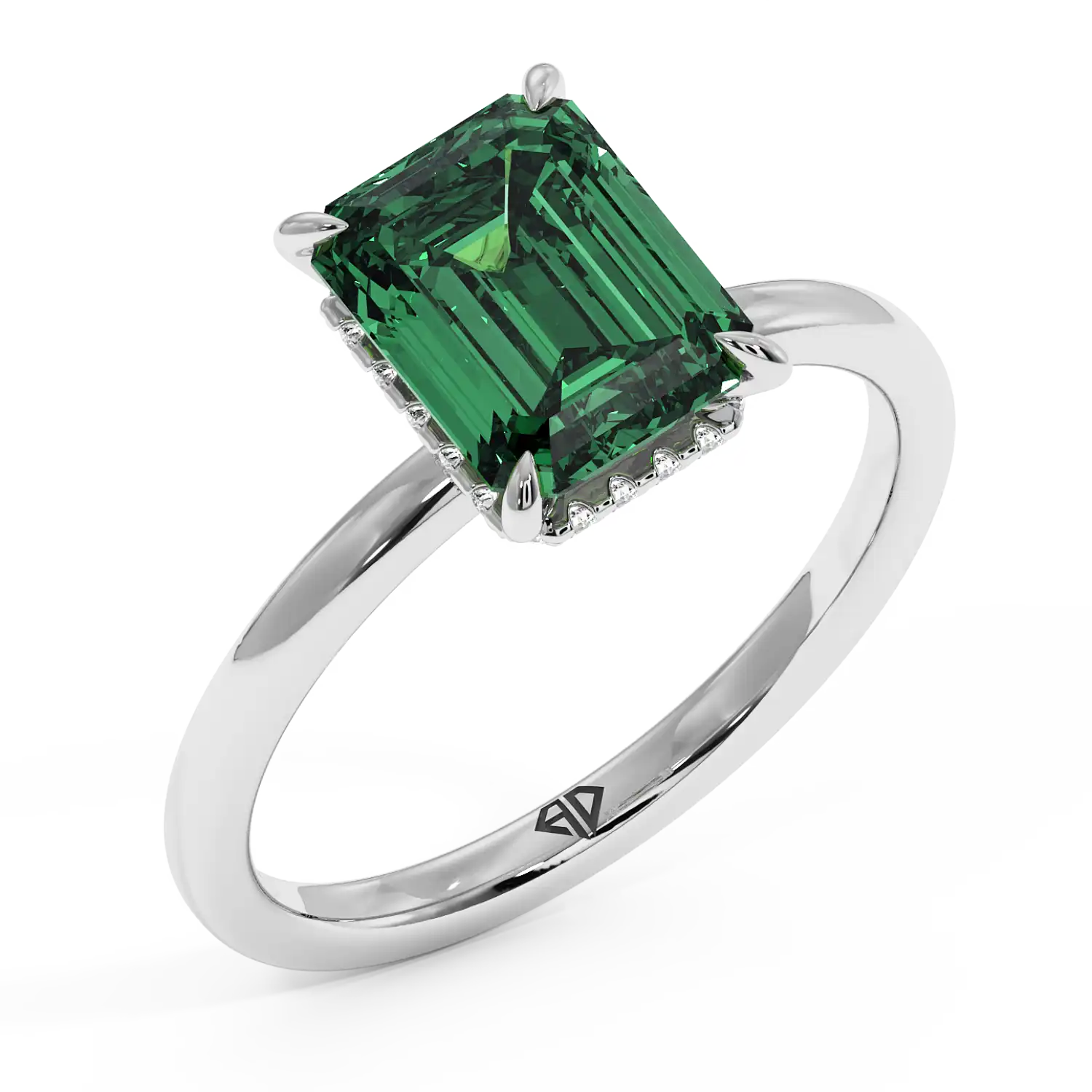 Platinum Angie Plain Shank Hidden Halo Engagement Ring