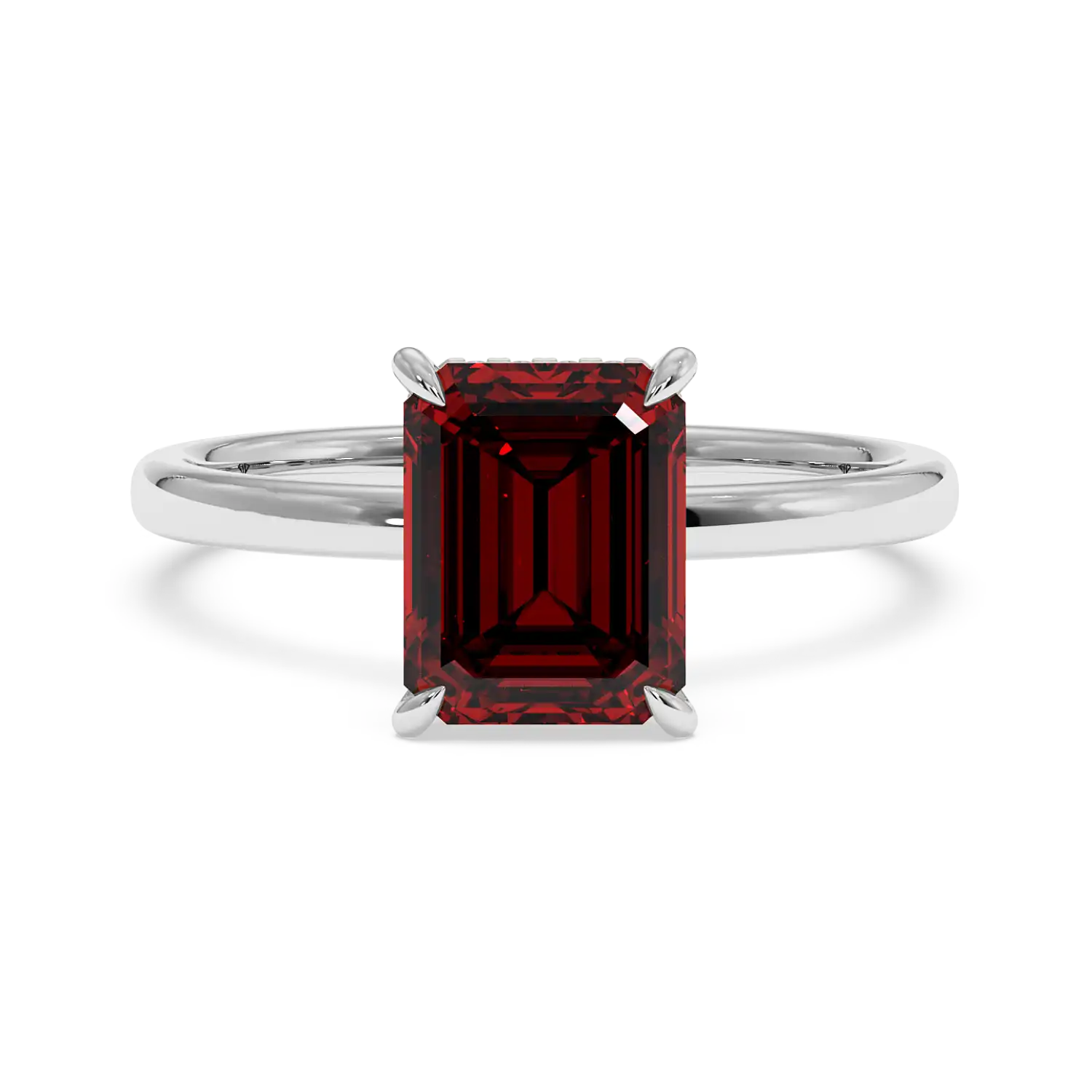 Platinum Angie Plain Shank Hidden Halo Engagement Ring