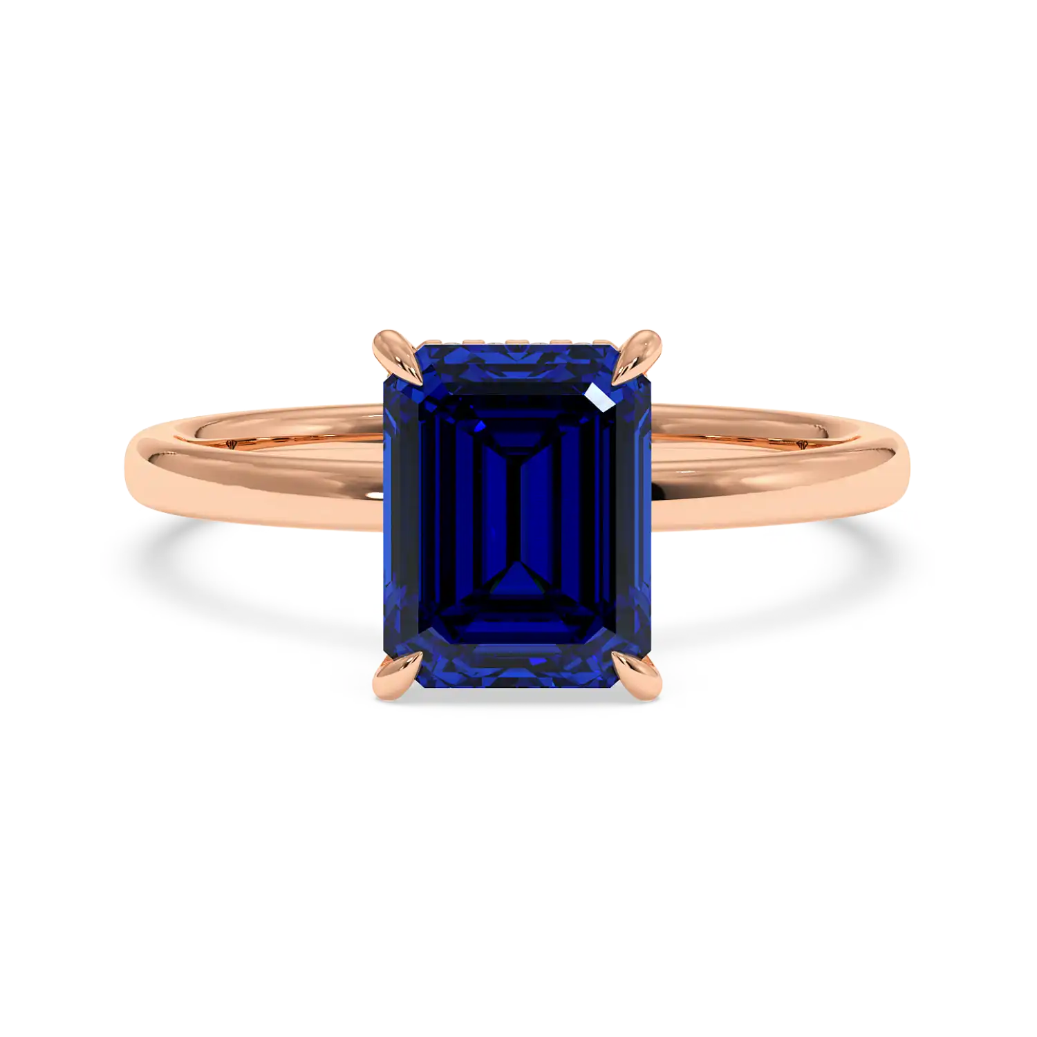 18K Rose Gold Angie Plain Shank Hidden Halo Engagement Ring