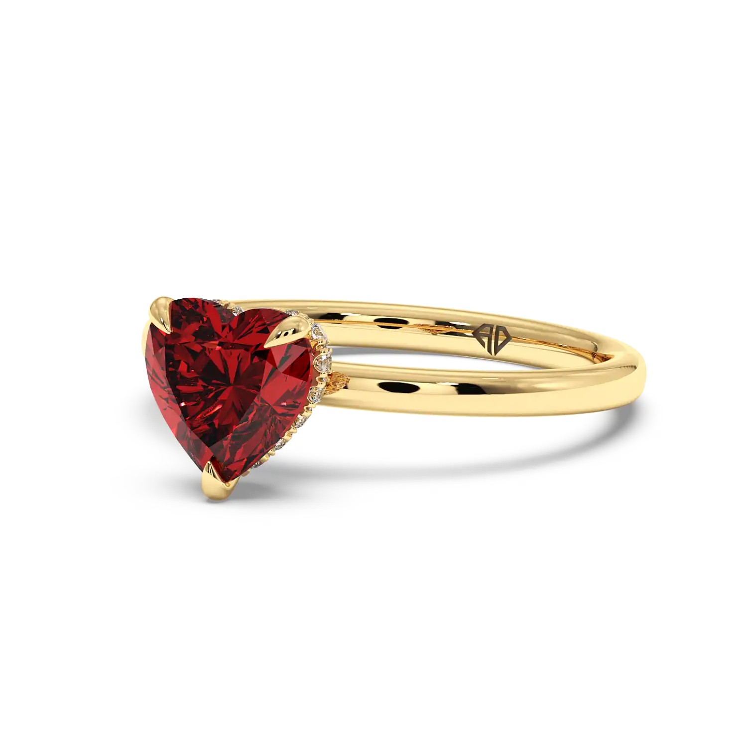 18K Yellow Gold Angie Plain Shank Hidden Halo Engagement Ring