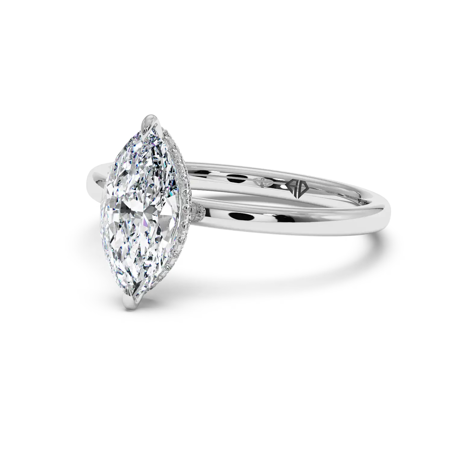 Platinum Angie Plain Shank Hidden Halo Engagement Ring