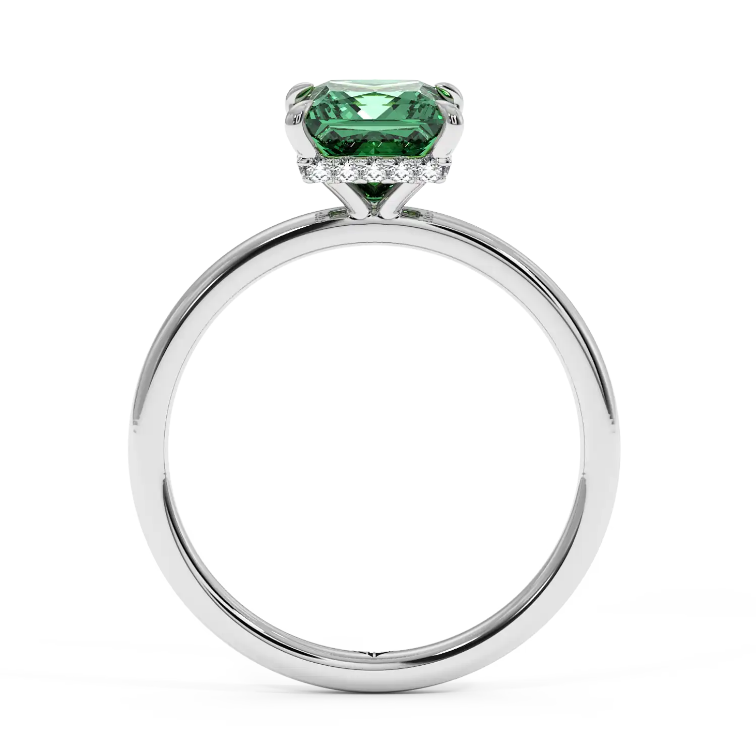 18K White Gold Angie Plain Shank Hidden Halo Engagement Ring