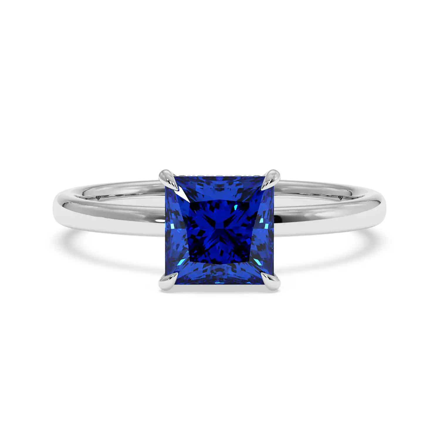 18K White Gold Angie Plain Shank Hidden Halo Engagement Ring