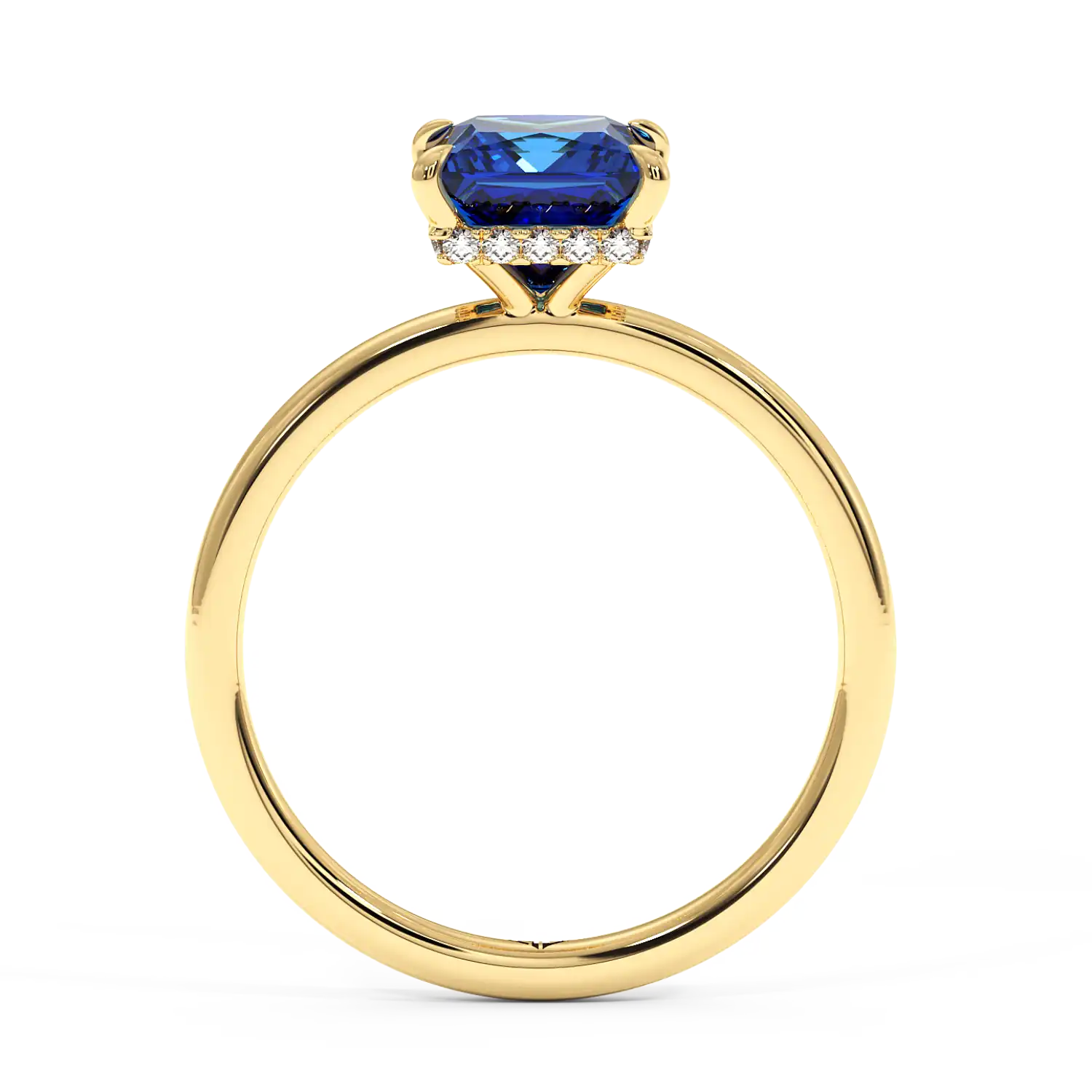 18K Yellow Gold Angie Plain Shank Hidden Halo Engagement Ring