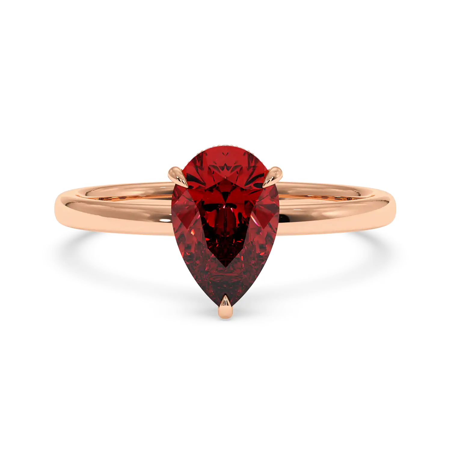 18K Rose Gold Angie Plain Shank Hidden Halo Engagement Ring