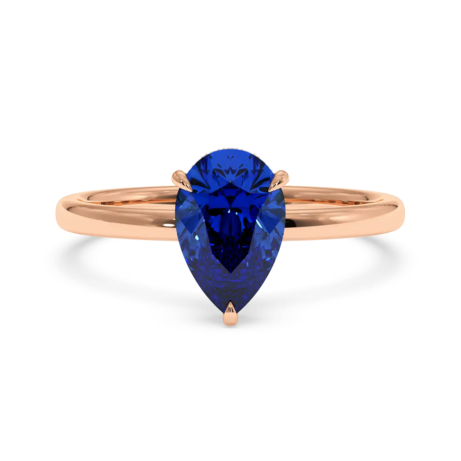 18K Rose Gold Angie Plain Shank Hidden Halo Engagement Ring