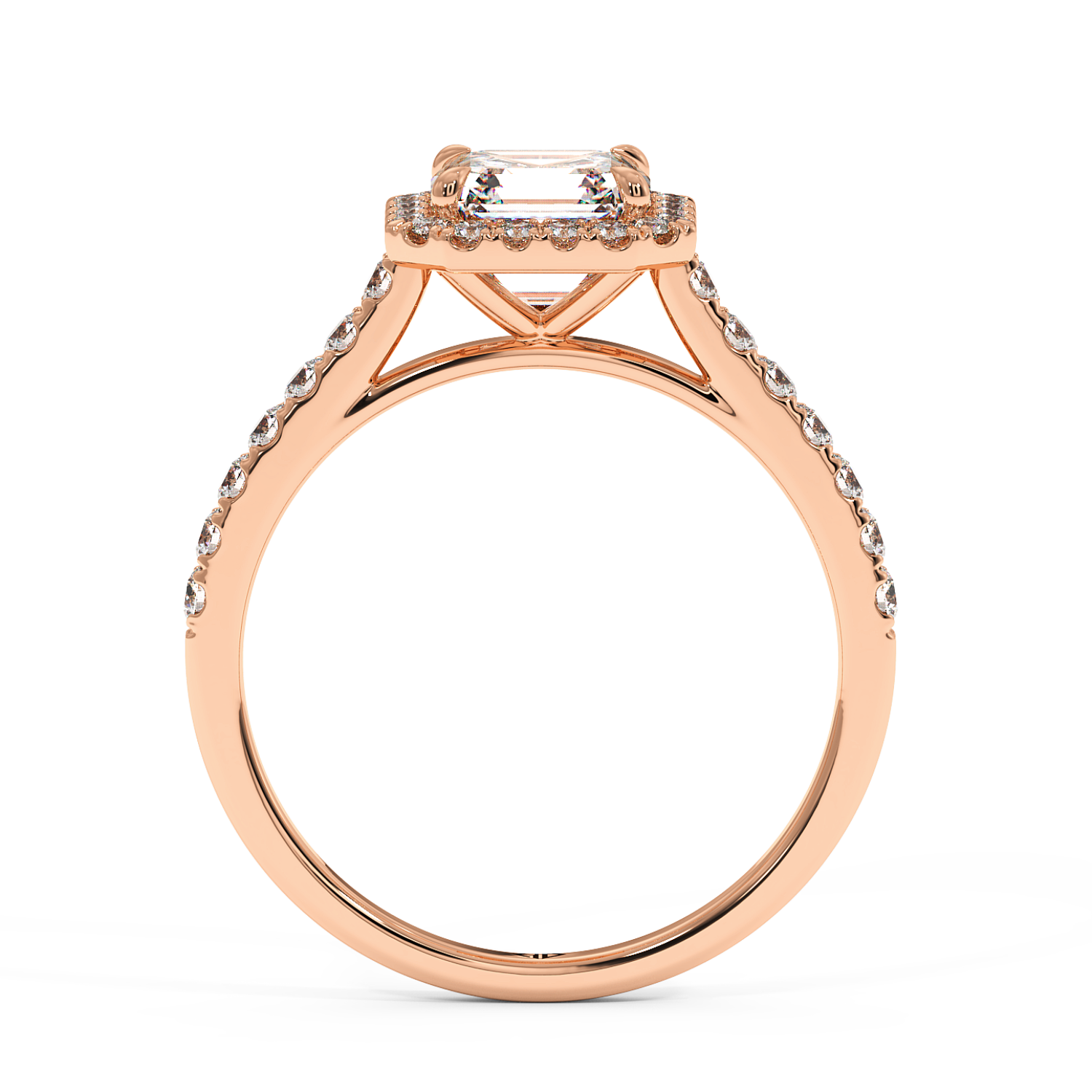 18K Rose Gold Marilyn Diamond Shoulder Hidden Halo Engagement Ring
