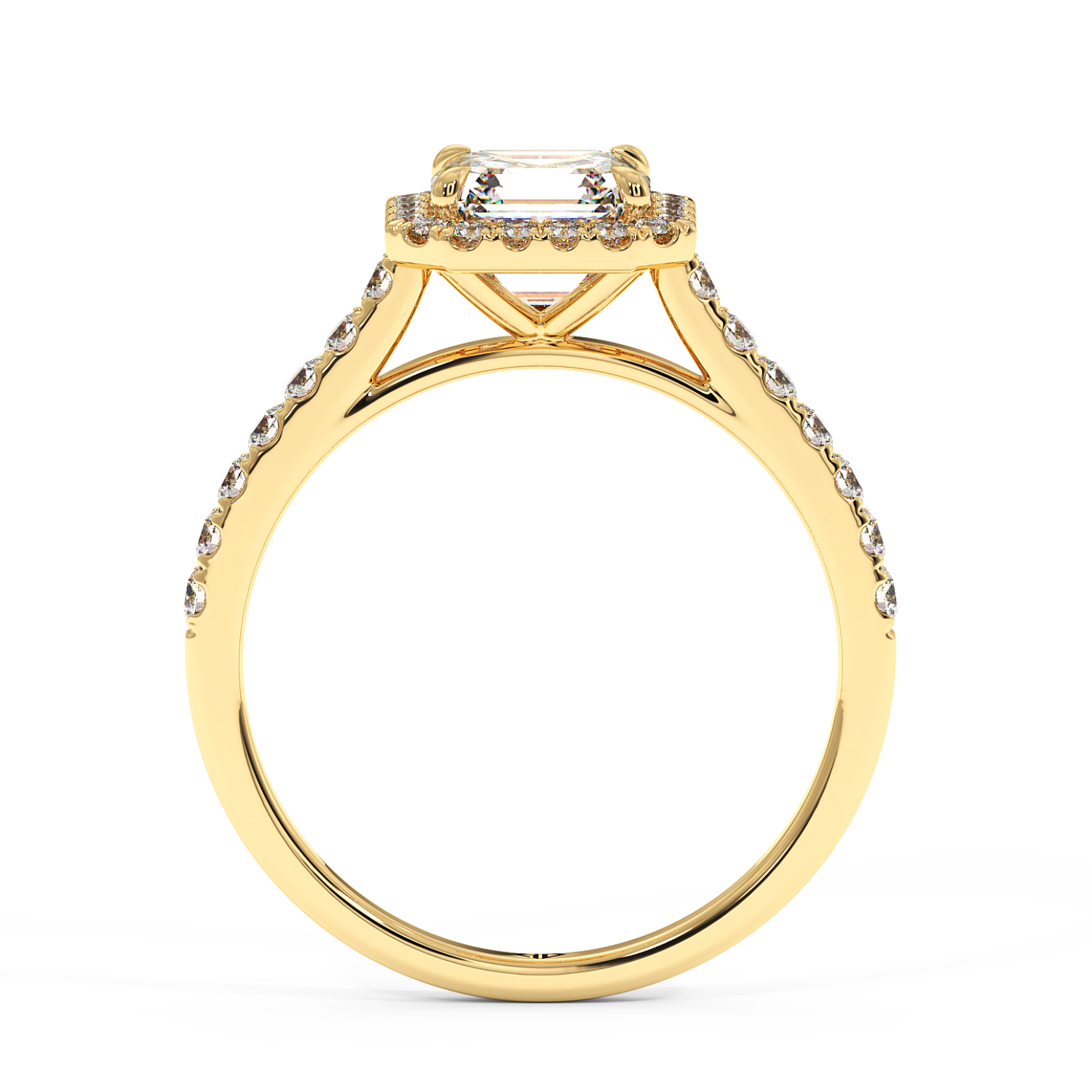 18K Yellow Gold Marilyn Diamond Shoulder Hidden Halo Engagement Ring