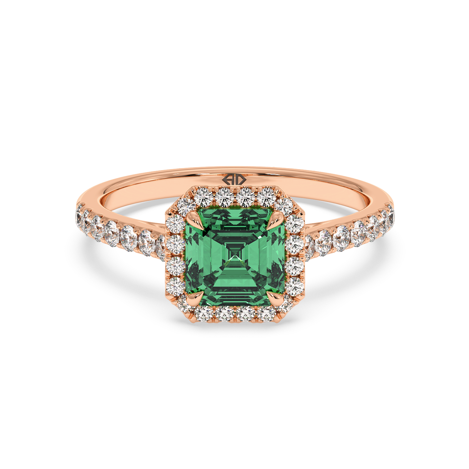 18K Rose Gold Marilyn Diamond Shoulder Hidden Halo Engagement Ring