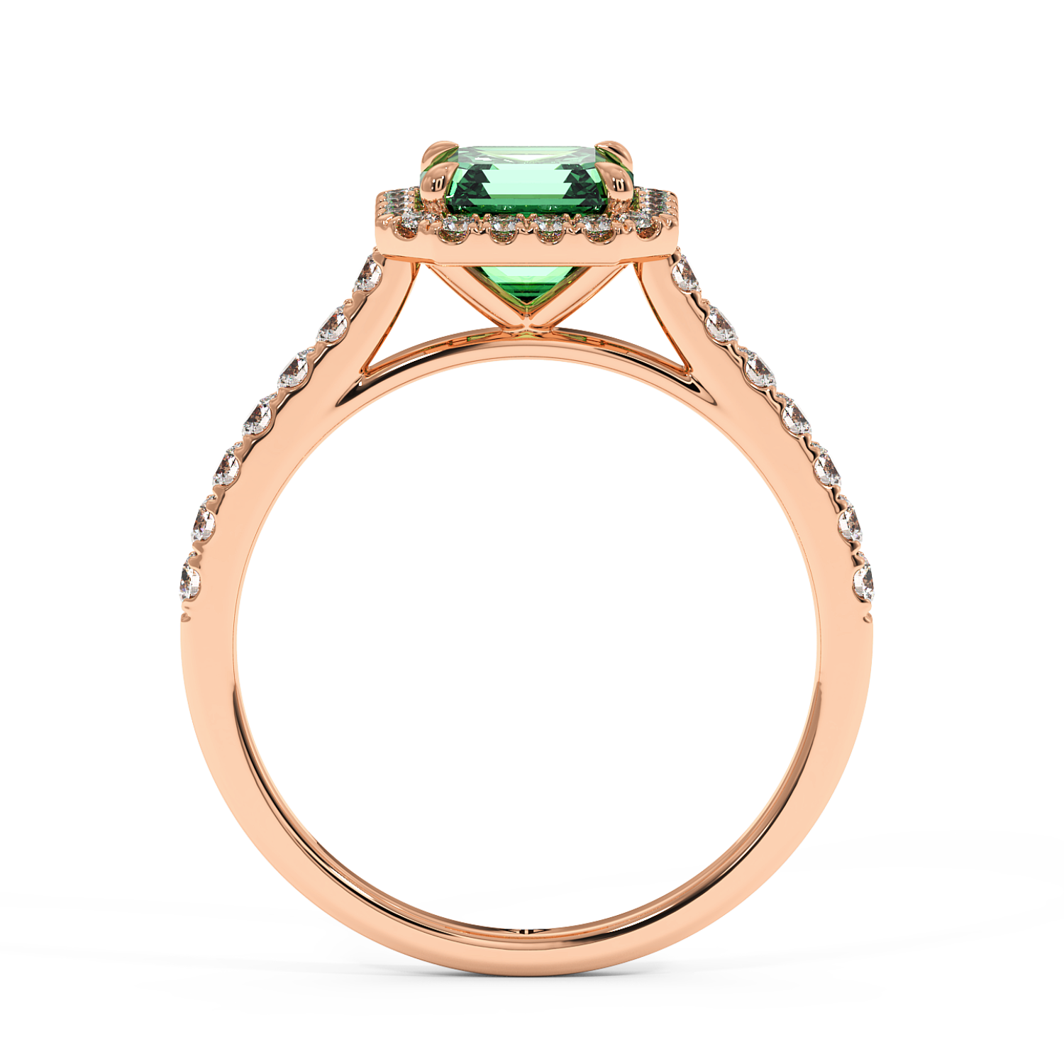18K Rose Gold Marilyn Diamond Shoulder Hidden Halo Engagement Ring