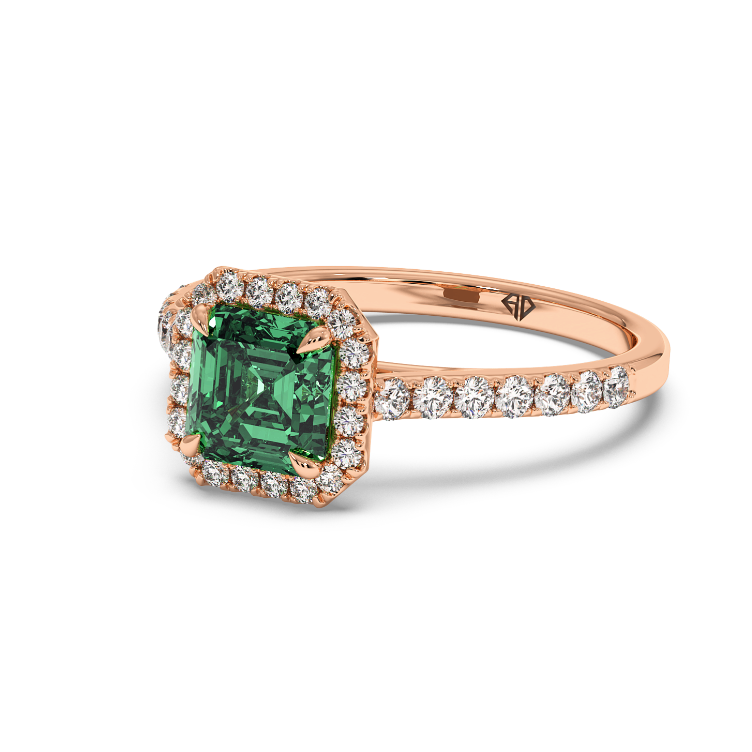 18K Rose Gold Marilyn Diamond Shoulder Hidden Halo Engagement Ring