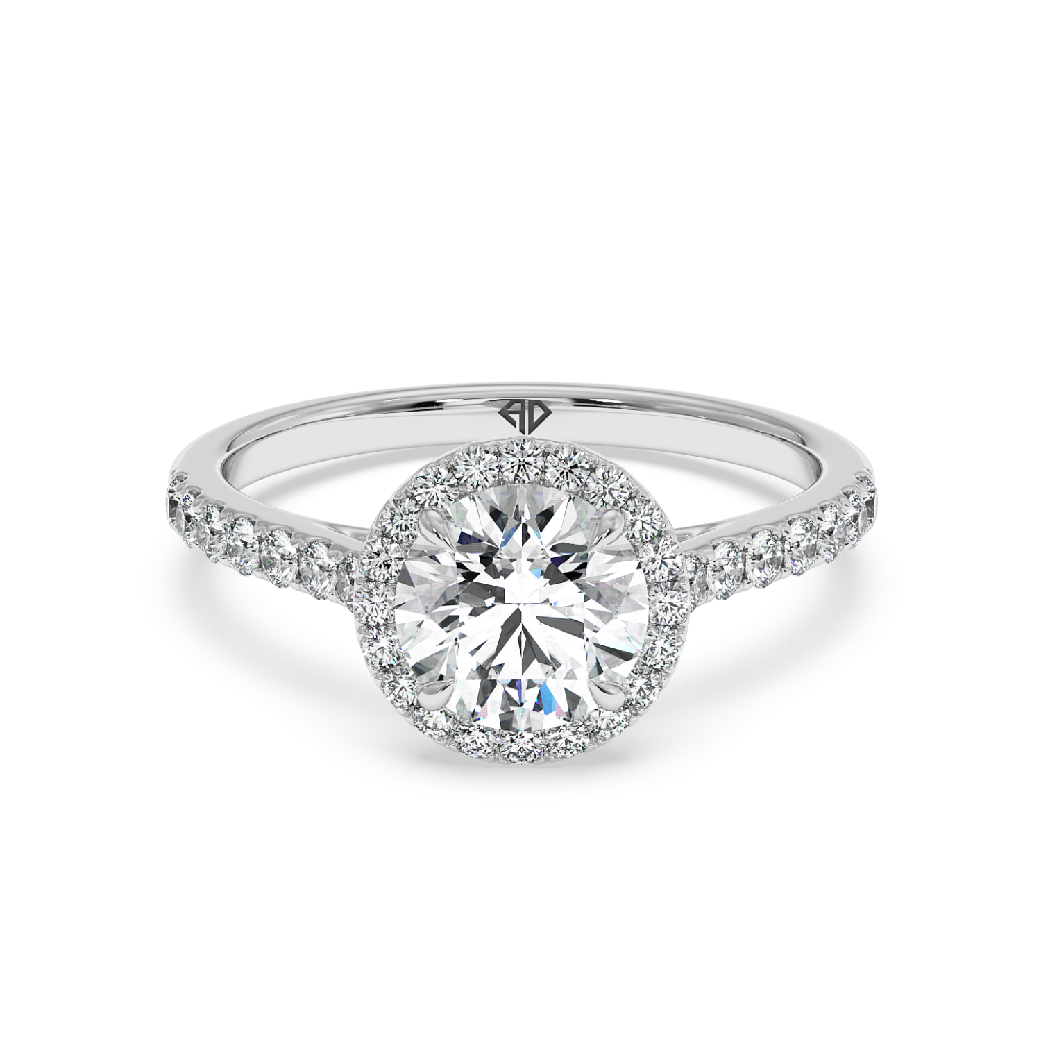 18K White Gold Marilyn Diamond Shoulder Hidden Halo Engagement Ring