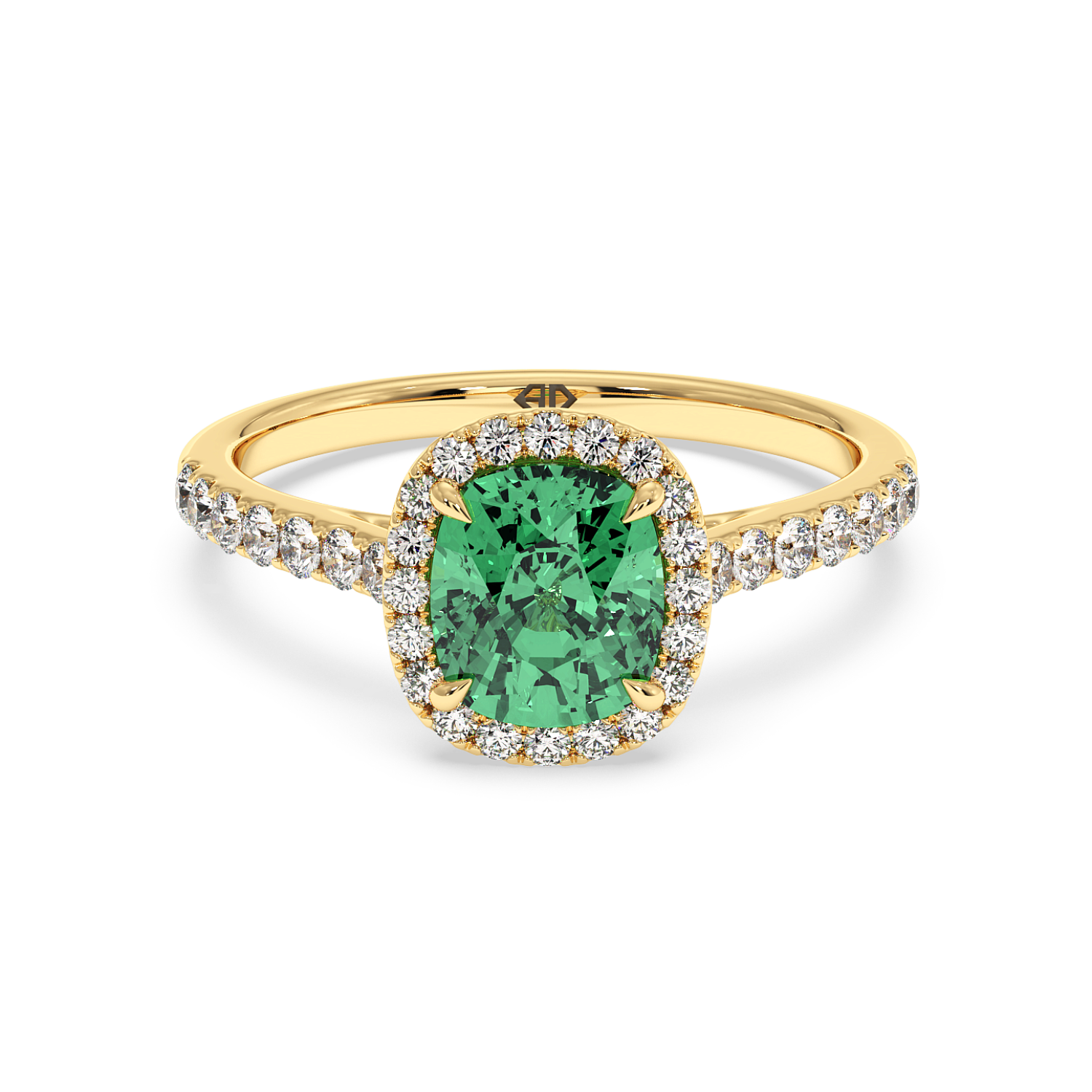 18K Yellow Gold Marilyn Diamond Shoulder Hidden Halo Engagement Ring