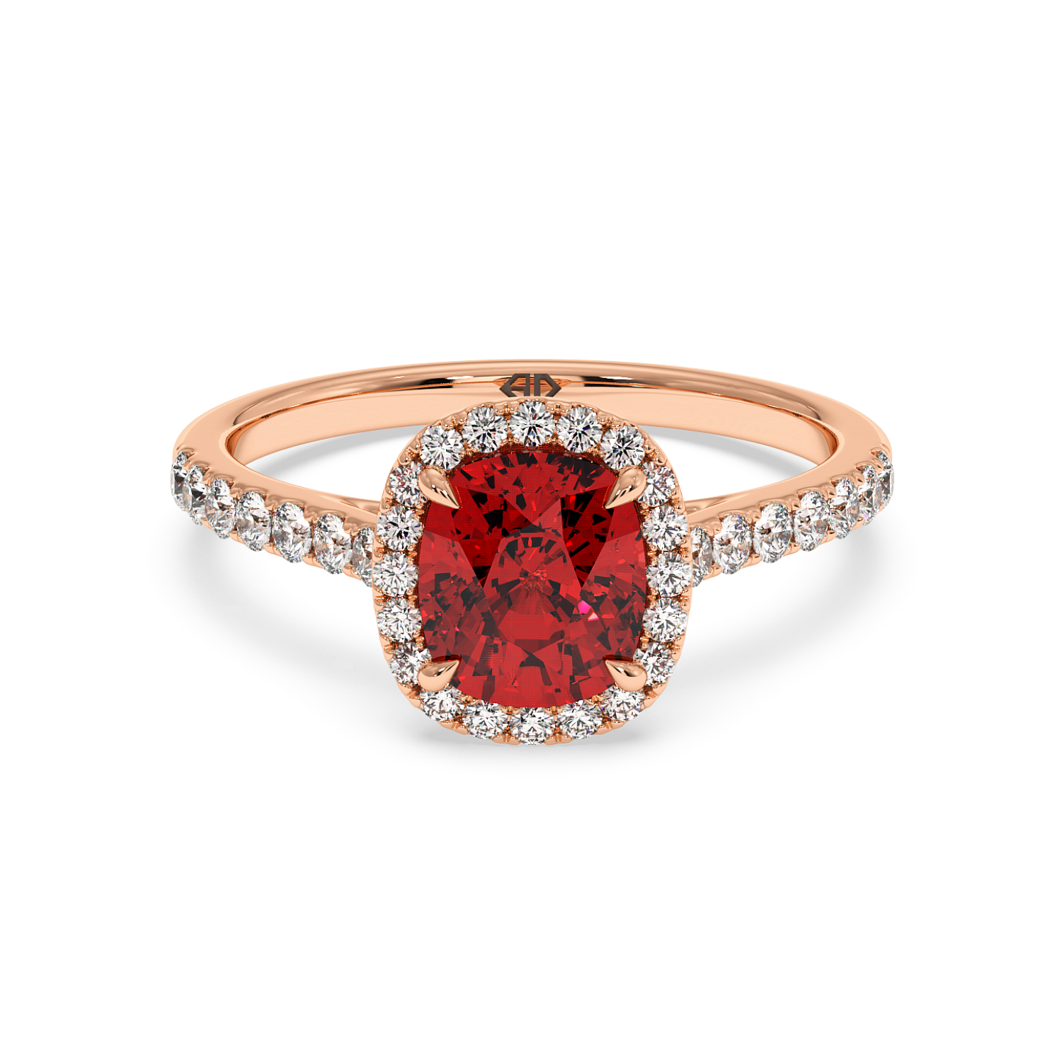 18K Rose Gold Marilyn Diamond Shoulder Hidden Halo Engagement Ring