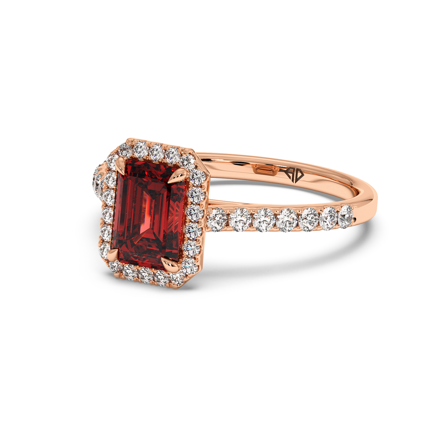 18K Rose Gold Marilyn Diamond Shoulder Hidden Halo Halo Diamond Engagement Ring