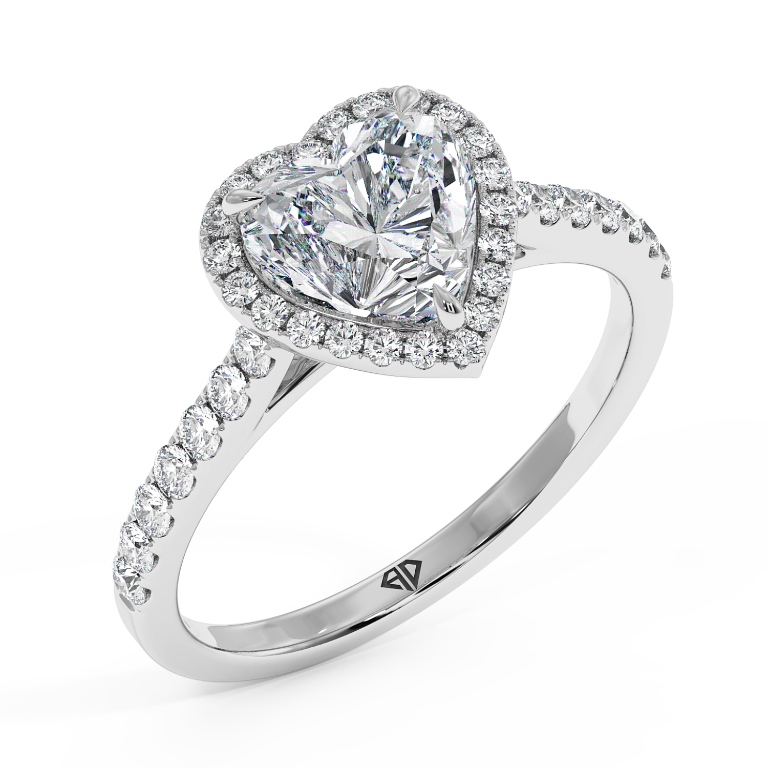 Platinum Marilyn Diamond Shoulder Hidden Halo Engagement Ring