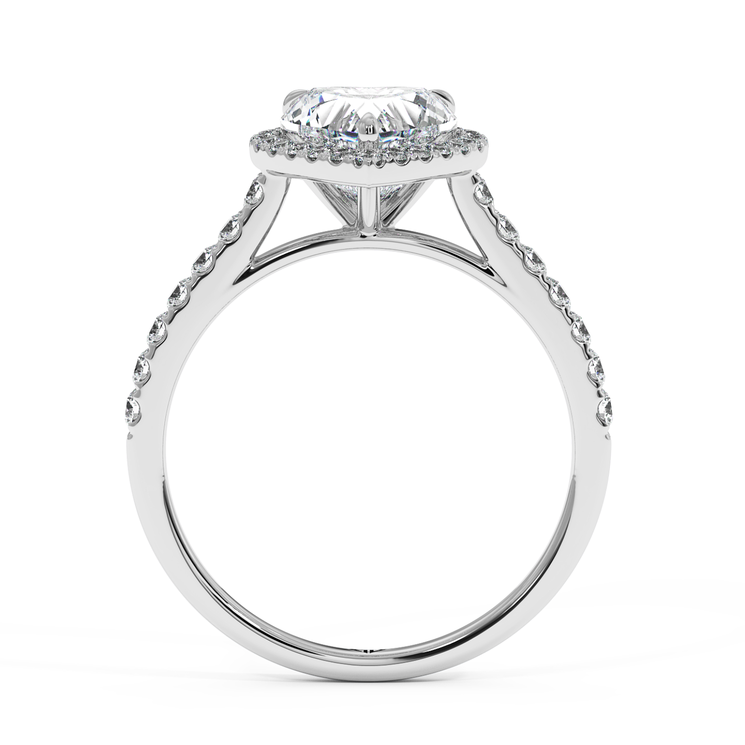 18K White Gold Marilyn Diamond Shoulder Hidden Halo Engagement Ring