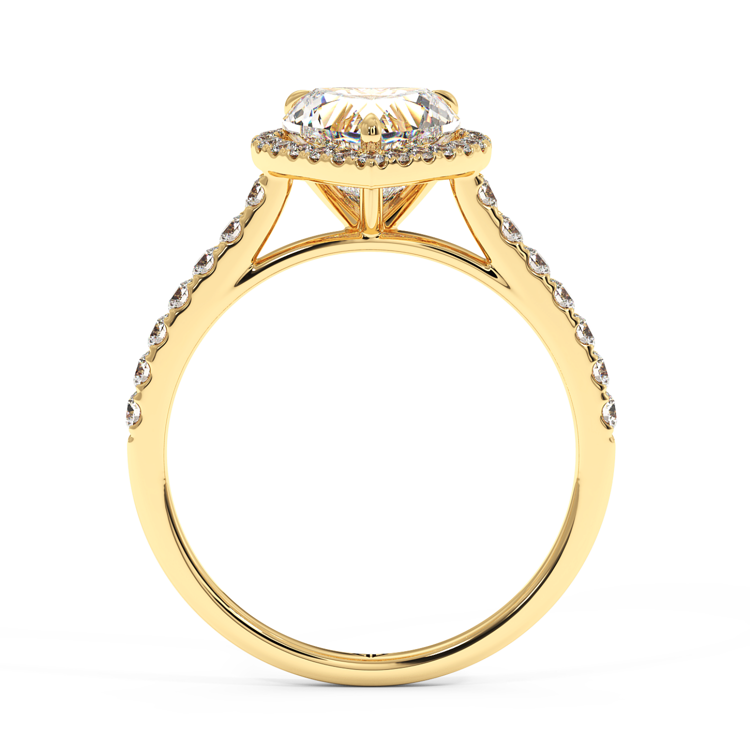 18K Yellow Gold Marilyn Diamond Shoulder Hidden Halo Engagement Ring