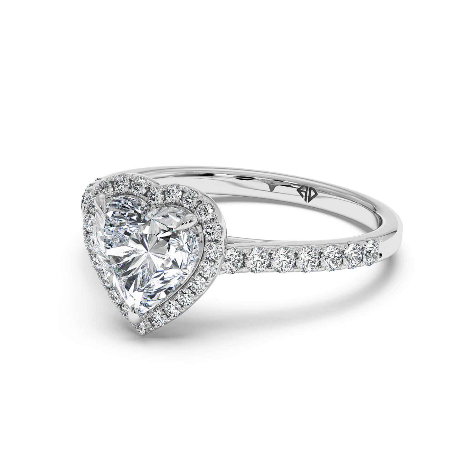 Platinum Marilyn Diamond Shoulder Hidden Halo Engagement Ring