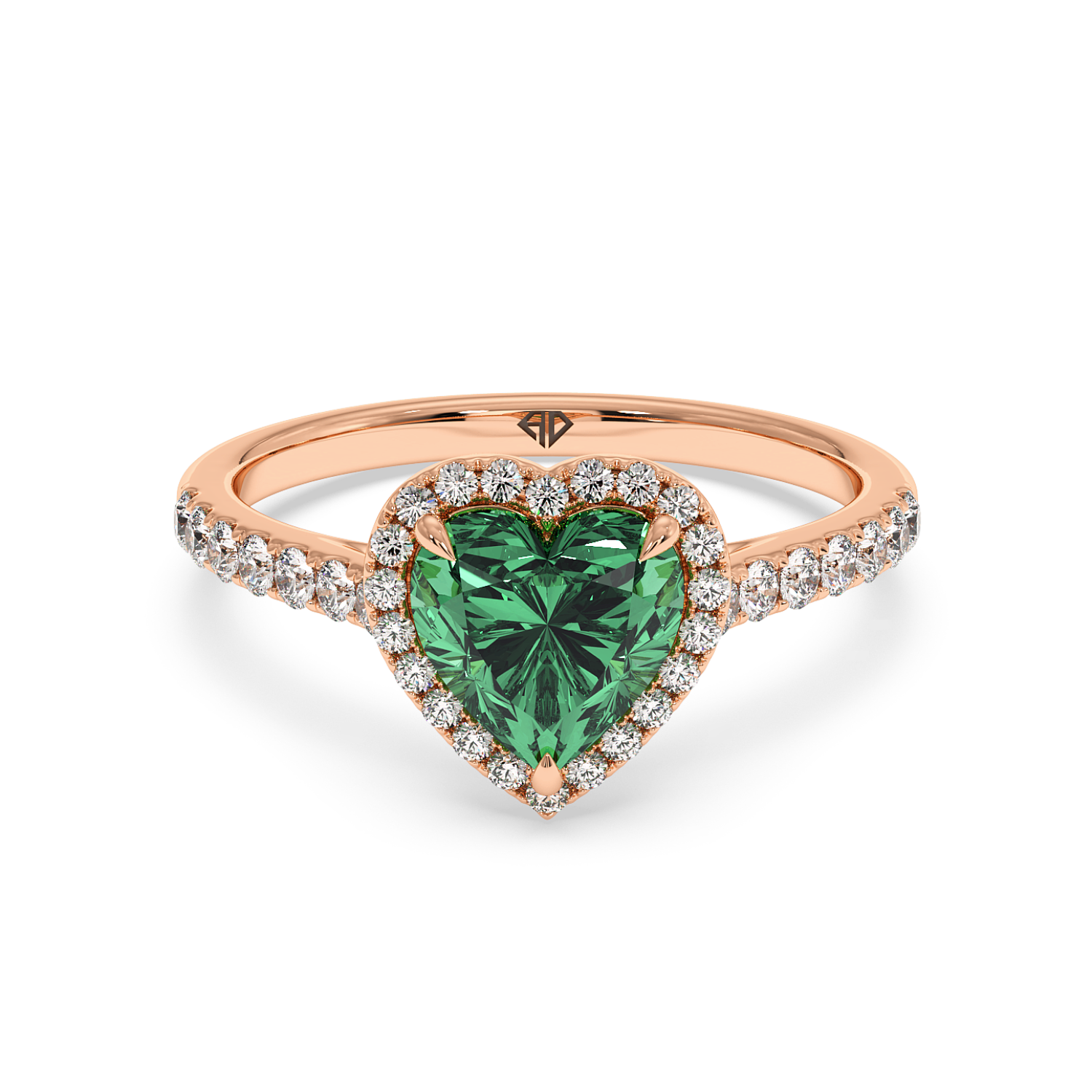 18K Rose Gold Marilyn Diamond Shoulder Hidden Halo Engagement Ring