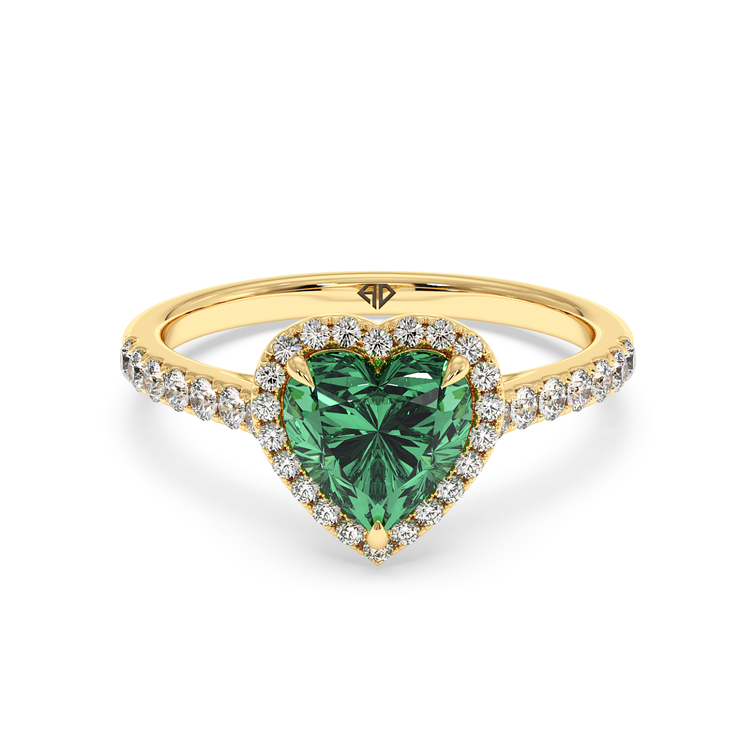 18K Yellow Gold Marilyn Diamond Shoulder Hidden Halo Engagement Ring