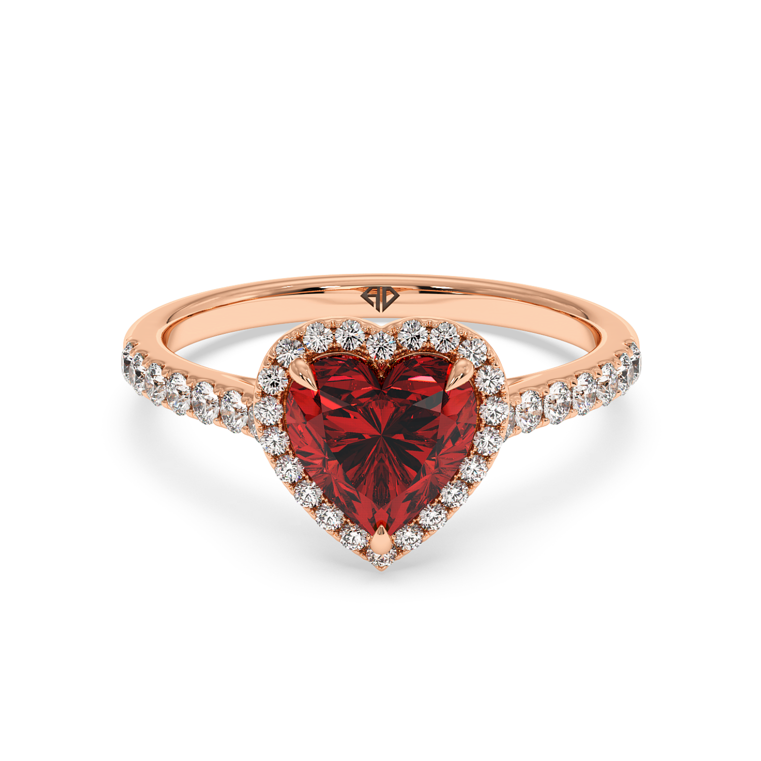 18K Rose Gold Marilyn Diamond Shoulder Hidden Halo Engagement Ring