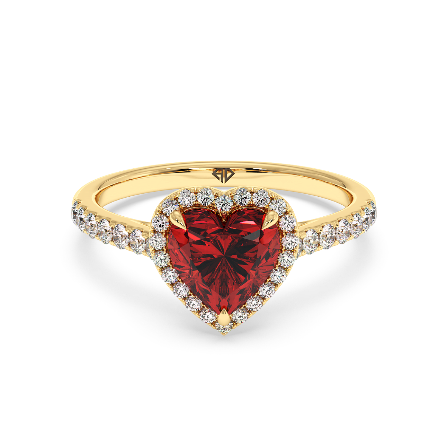 18K Yellow Gold Marilyn Diamond Shoulder Hidden Halo Engagement Ring