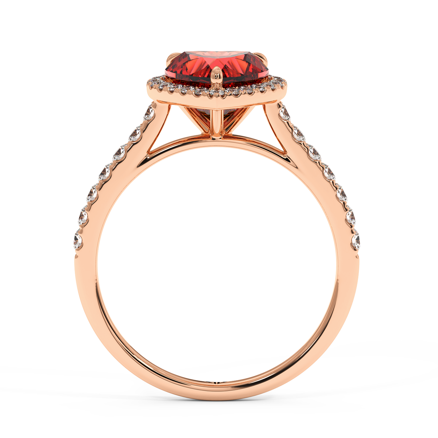 18K Rose Gold Marilyn Diamond Shoulder Hidden Halo Engagement Ring