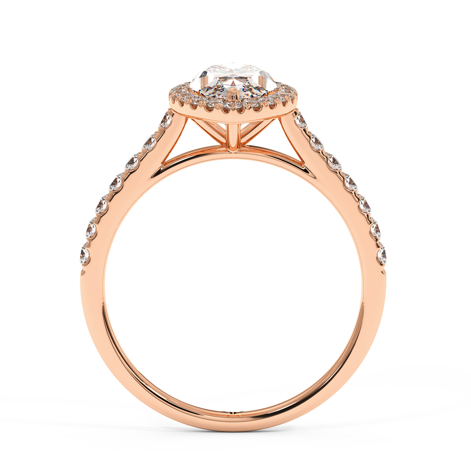 18K Rose Gold Marilyn Diamond Shoulder Hidden Halo Engagement Ring
