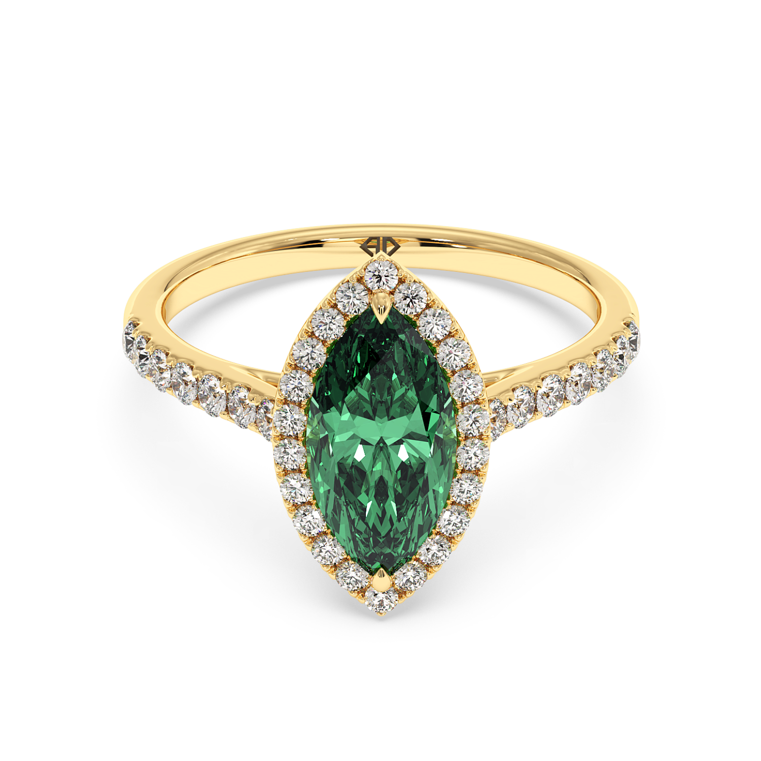 18K Yellow Gold Marilyn Diamond Shoulder Hidden Halo Engagement Ring