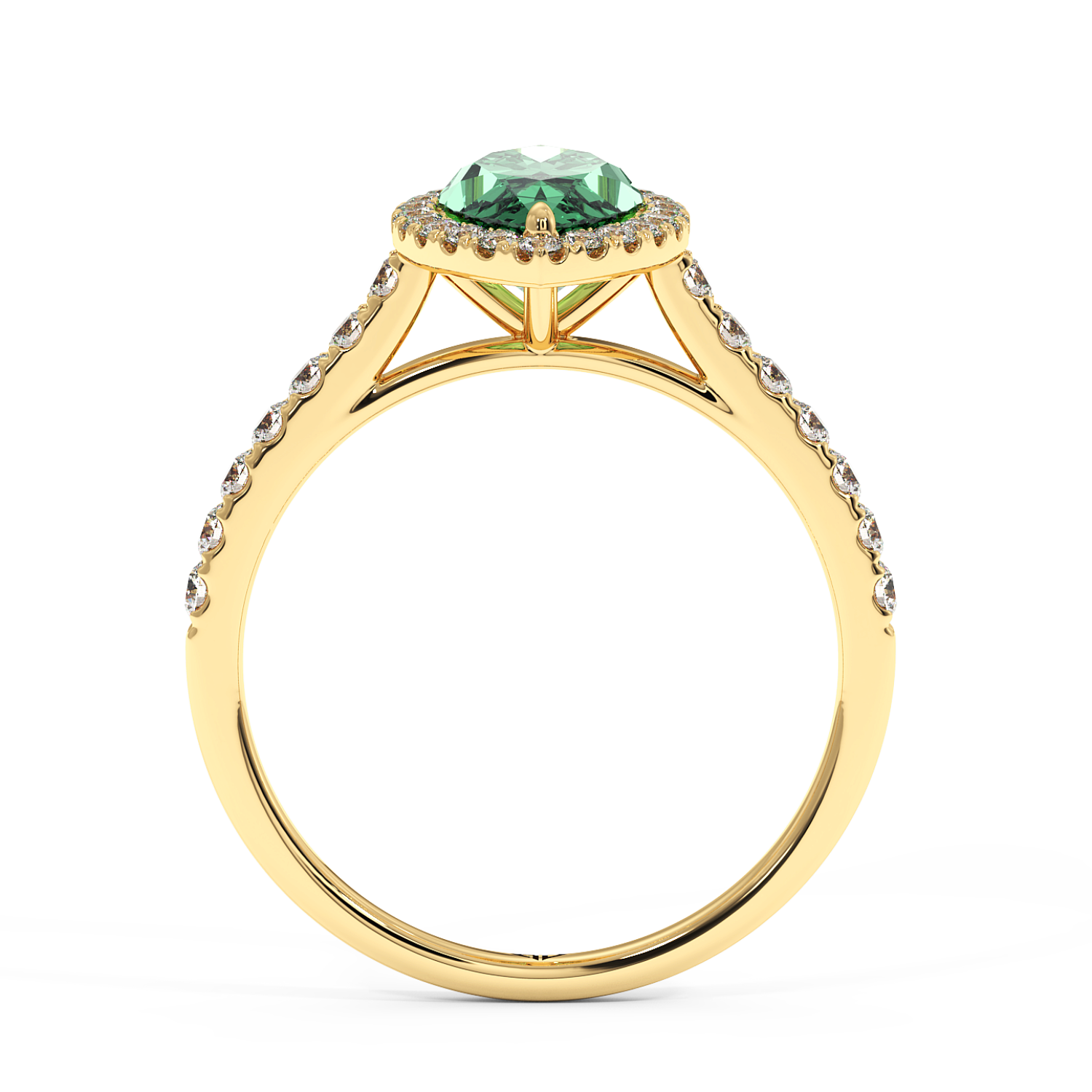 18K Yellow Gold Marilyn Diamond Shoulder Hidden Halo Engagement Ring