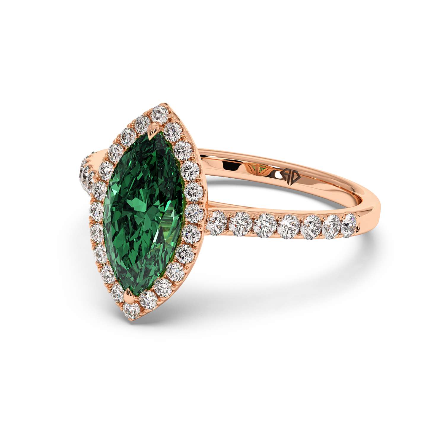 18K Rose Gold Marilyn Diamond Shoulder Hidden Halo Engagement Ring