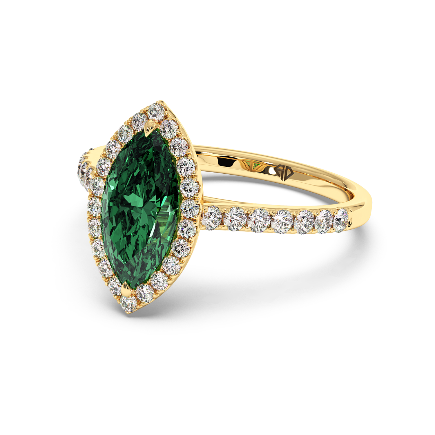 18K Yellow Gold Marilyn Diamond Shoulder Hidden Halo Engagement Ring