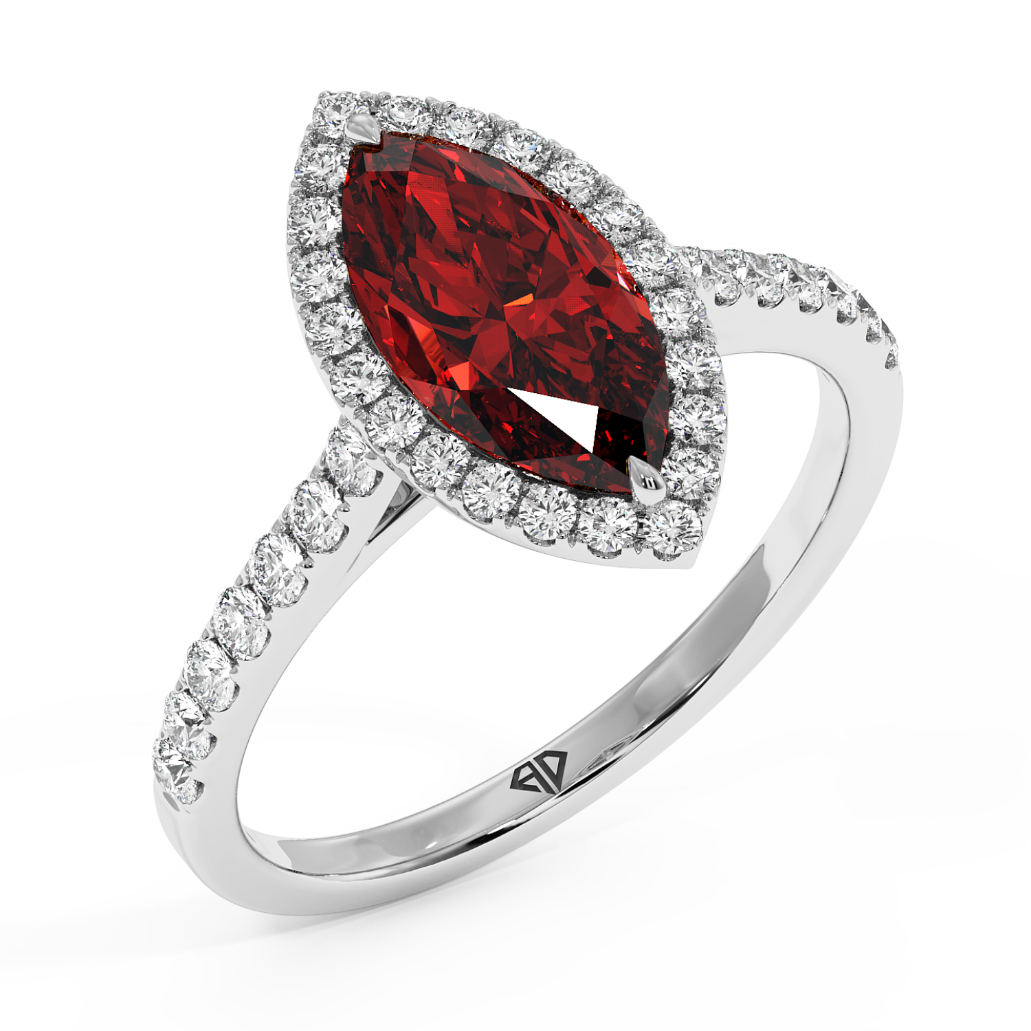 Platinum Marilyn Diamond Shoulder Hidden Halo Engagement Ring