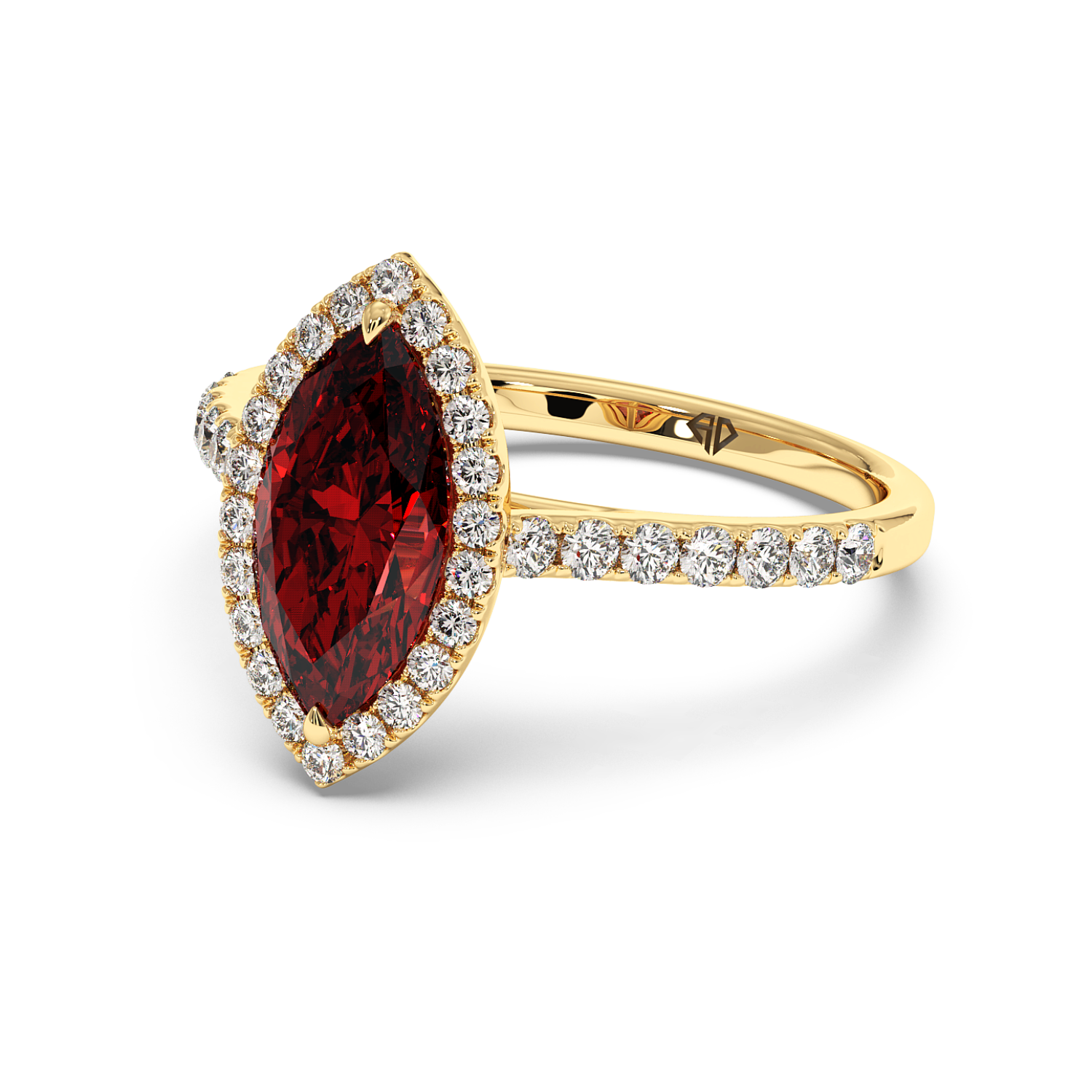 18K Yellow Gold Marilyn Diamond Shoulder Hidden Halo Engagement Ring