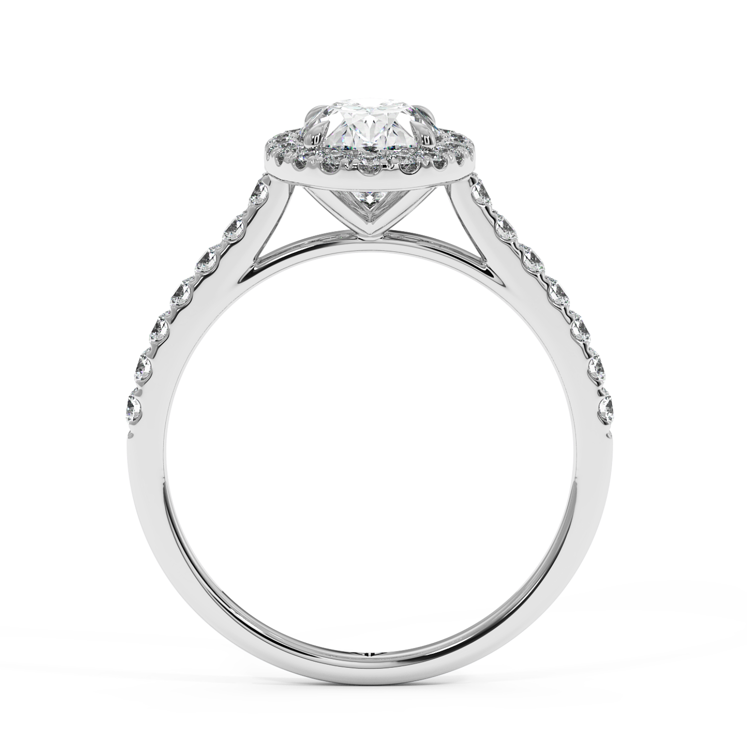 Platinum Marilyn Diamond Shoulder Hidden Halo Engagement Ring