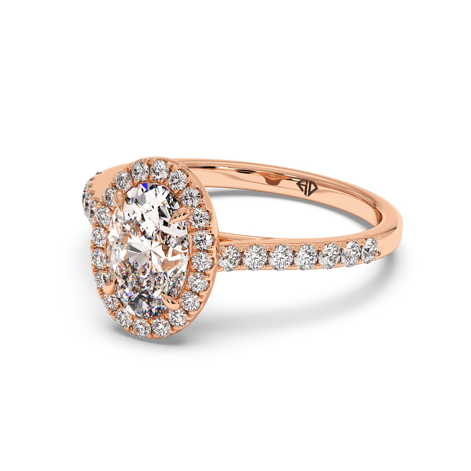 18K Rose Gold Marilyn Diamond Shoulder Hidden Halo Engagement Ring