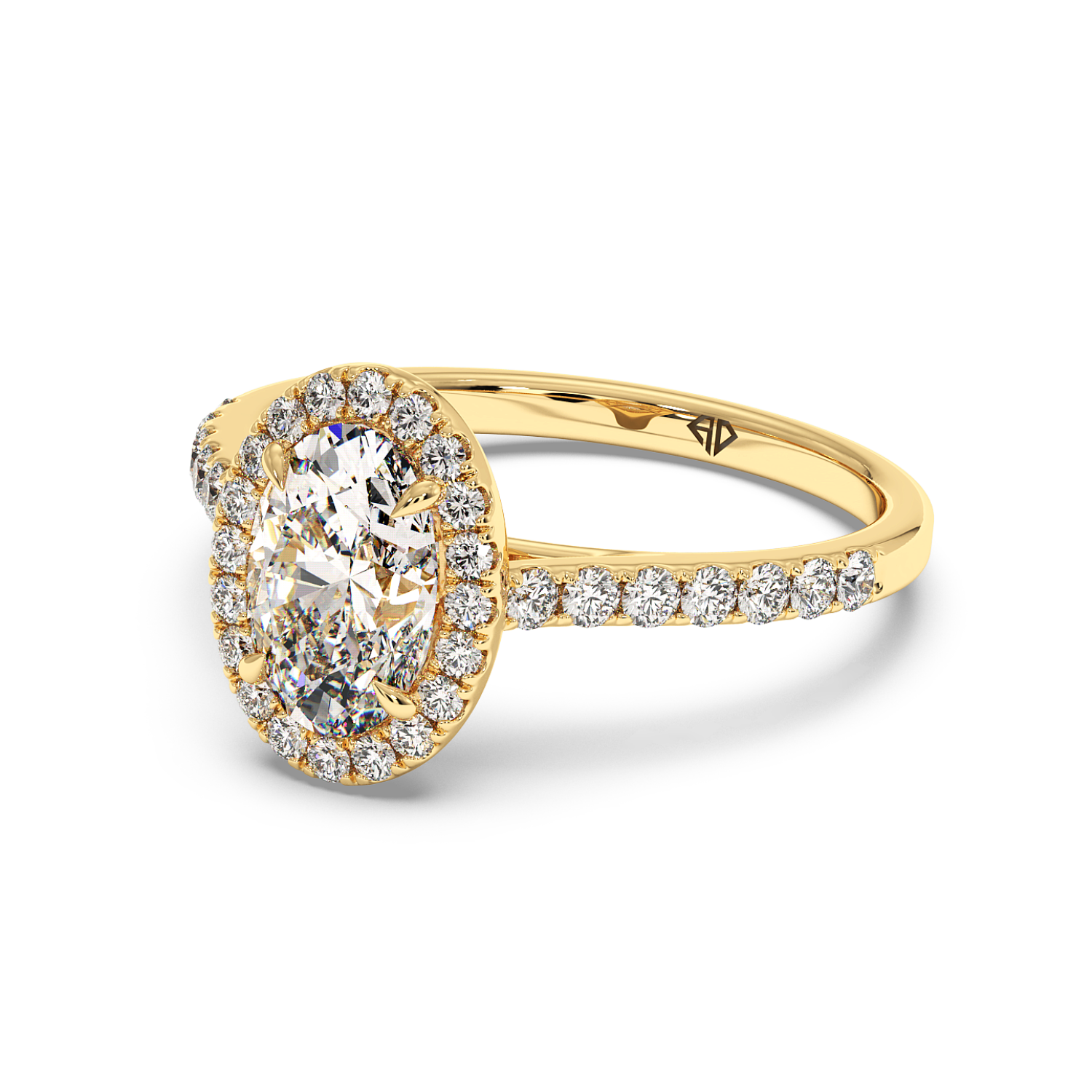 18K Yellow Gold Marilyn Diamond Shoulder Hidden Halo Engagement Ring