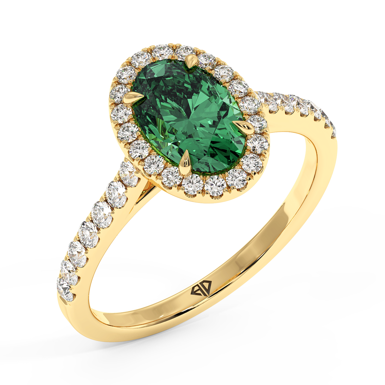 18K Yellow Gold Marilyn Diamond Shoulder Hidden Halo Engagement Ring