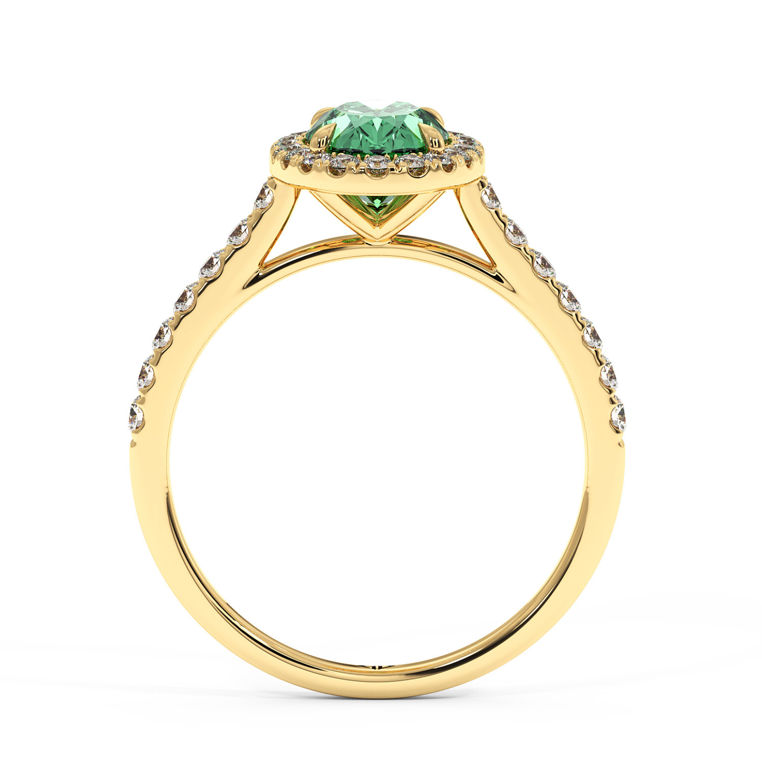 18K Yellow Gold Marilyn Diamond Shoulder Hidden Halo Engagement Ring