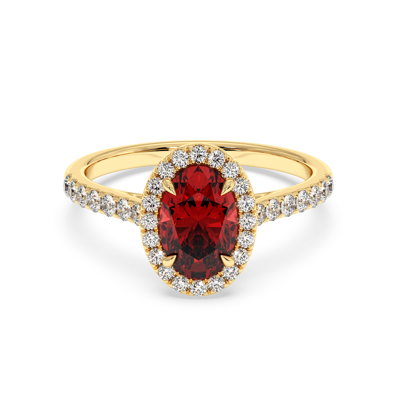 18K Yellow Gold Marilyn Diamond Shoulder Hidden Halo Engagement Ring