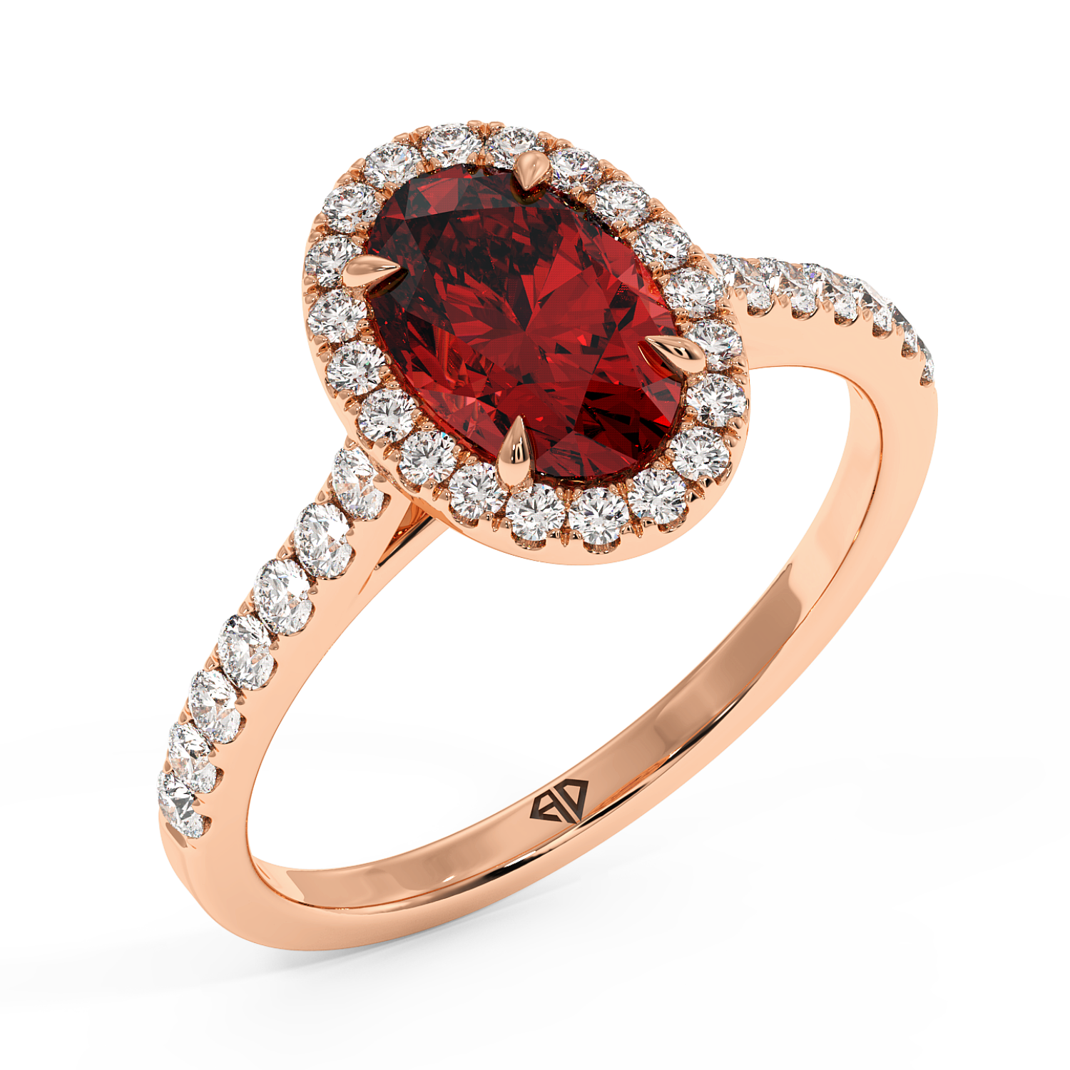 18K Rose Gold Marilyn Diamond Shoulder Hidden Halo Engagement Ring