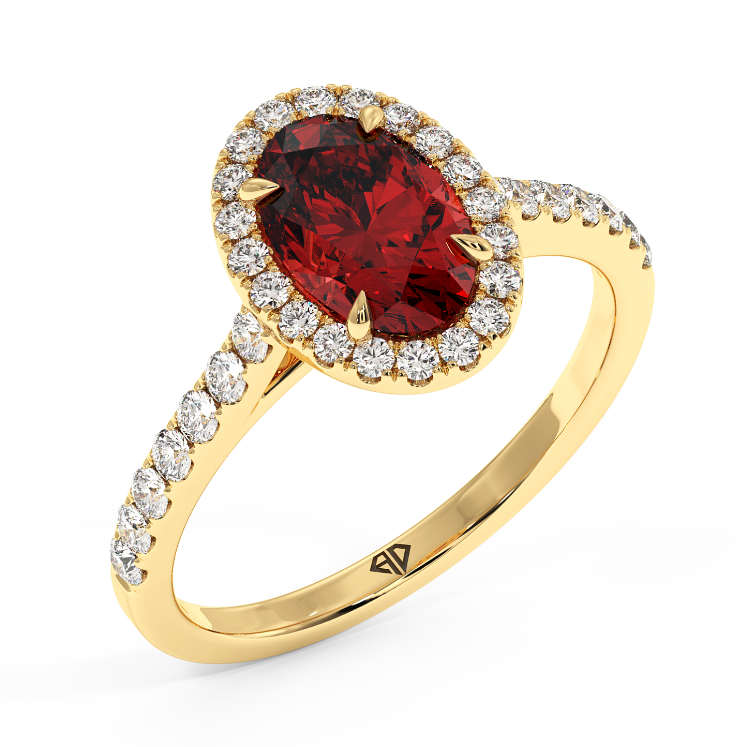 18K Yellow Gold Marilyn Diamond Shoulder Hidden Halo Engagement Ring