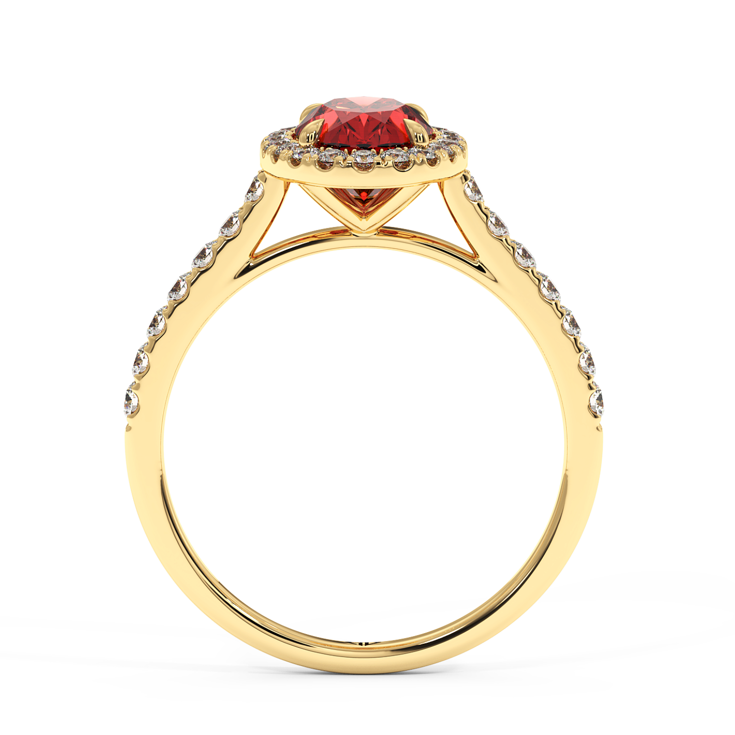 18K Yellow Gold Marilyn Diamond Shoulder Hidden Halo Engagement Ring