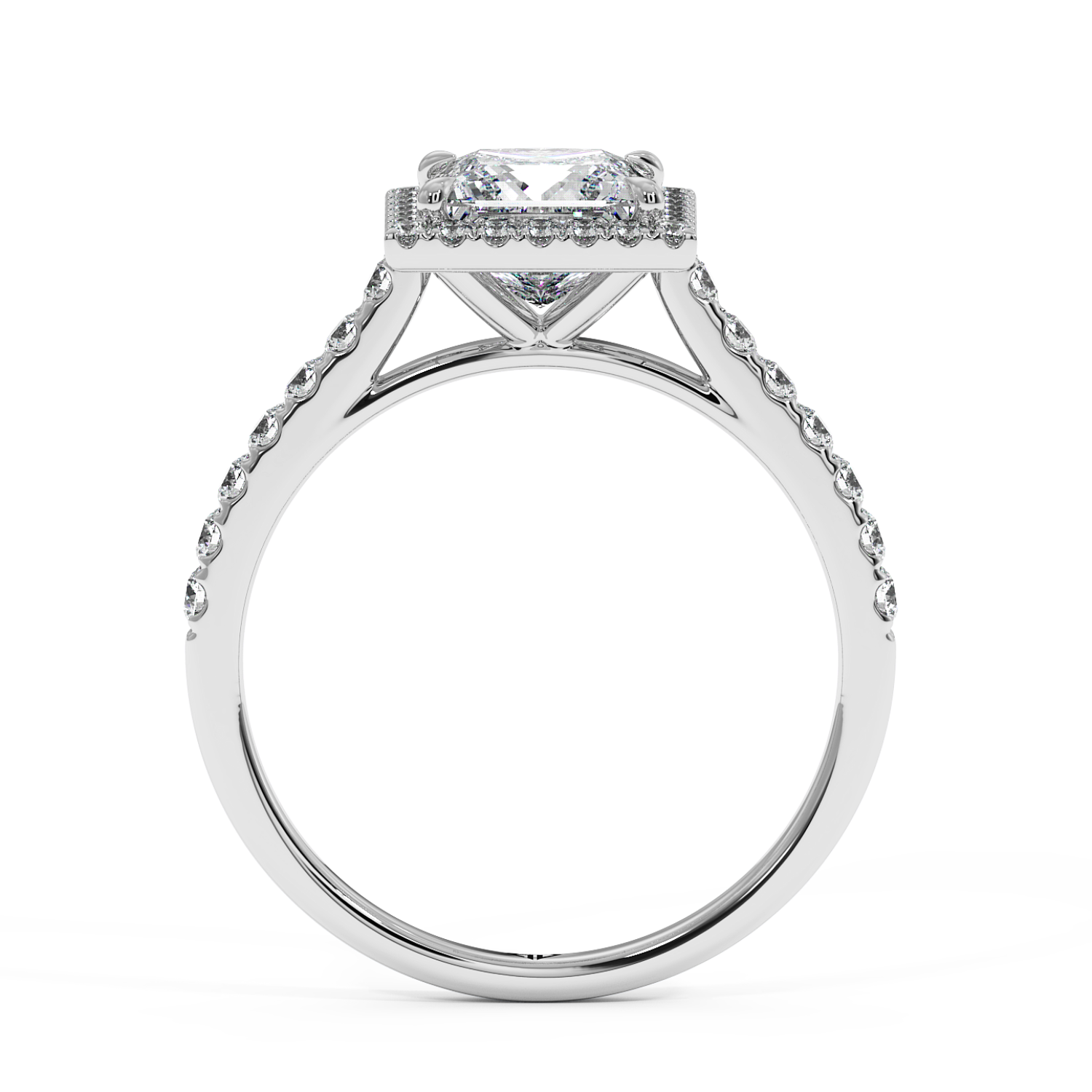 Platinum Marilyn Diamond Shoulder Hidden Halo Engagement Ring