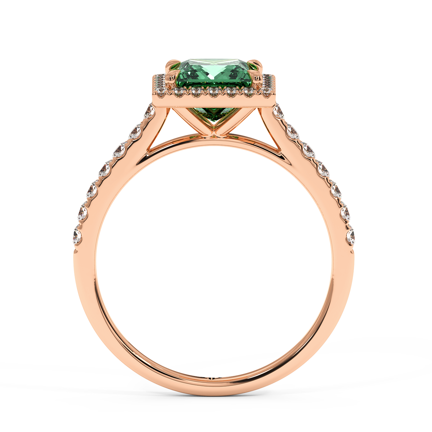 18K Rose Gold Marilyn Diamond Shoulder Hidden Halo Engagement Ring