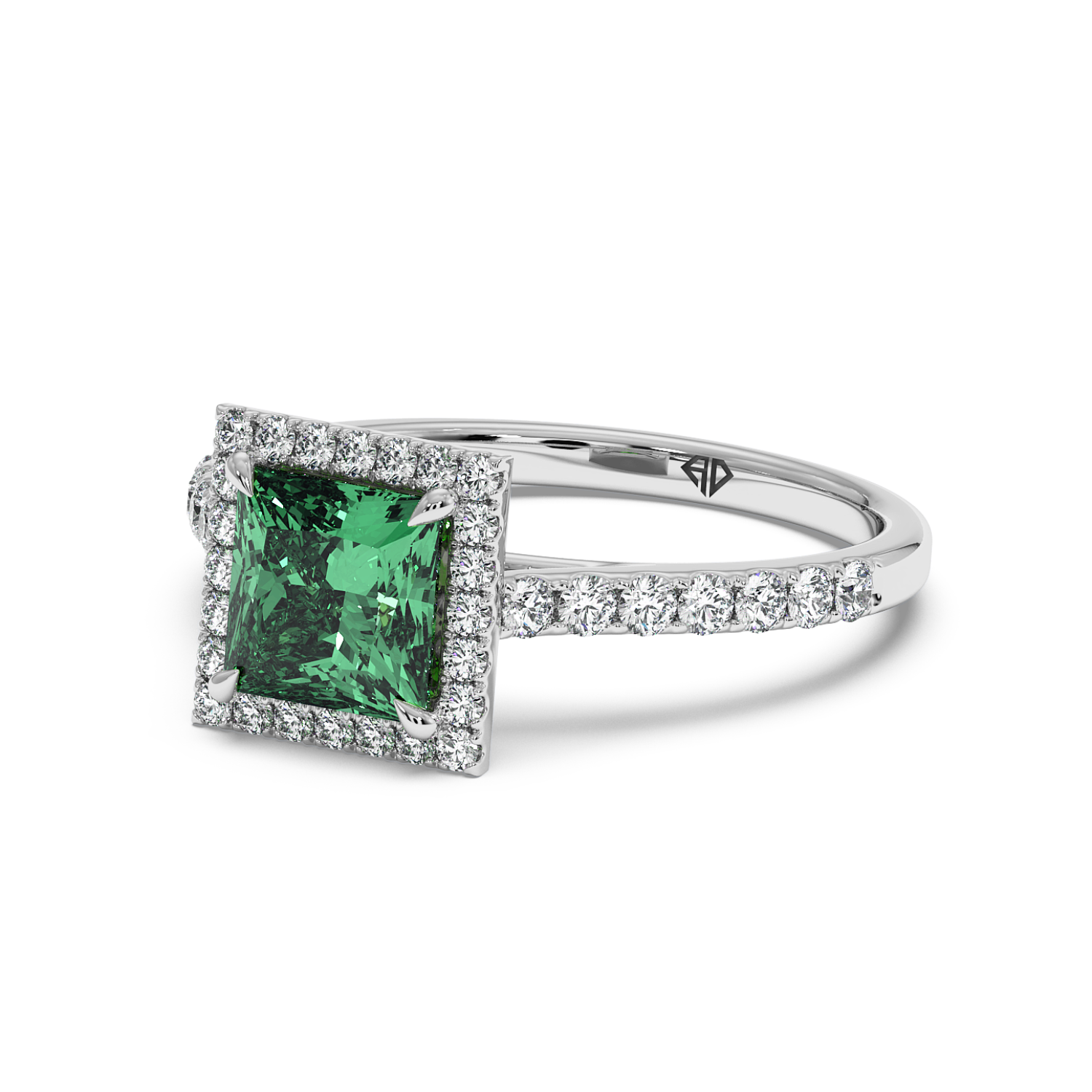 Platinum Marilyn Diamond Shoulder Hidden Halo Engagement Ring