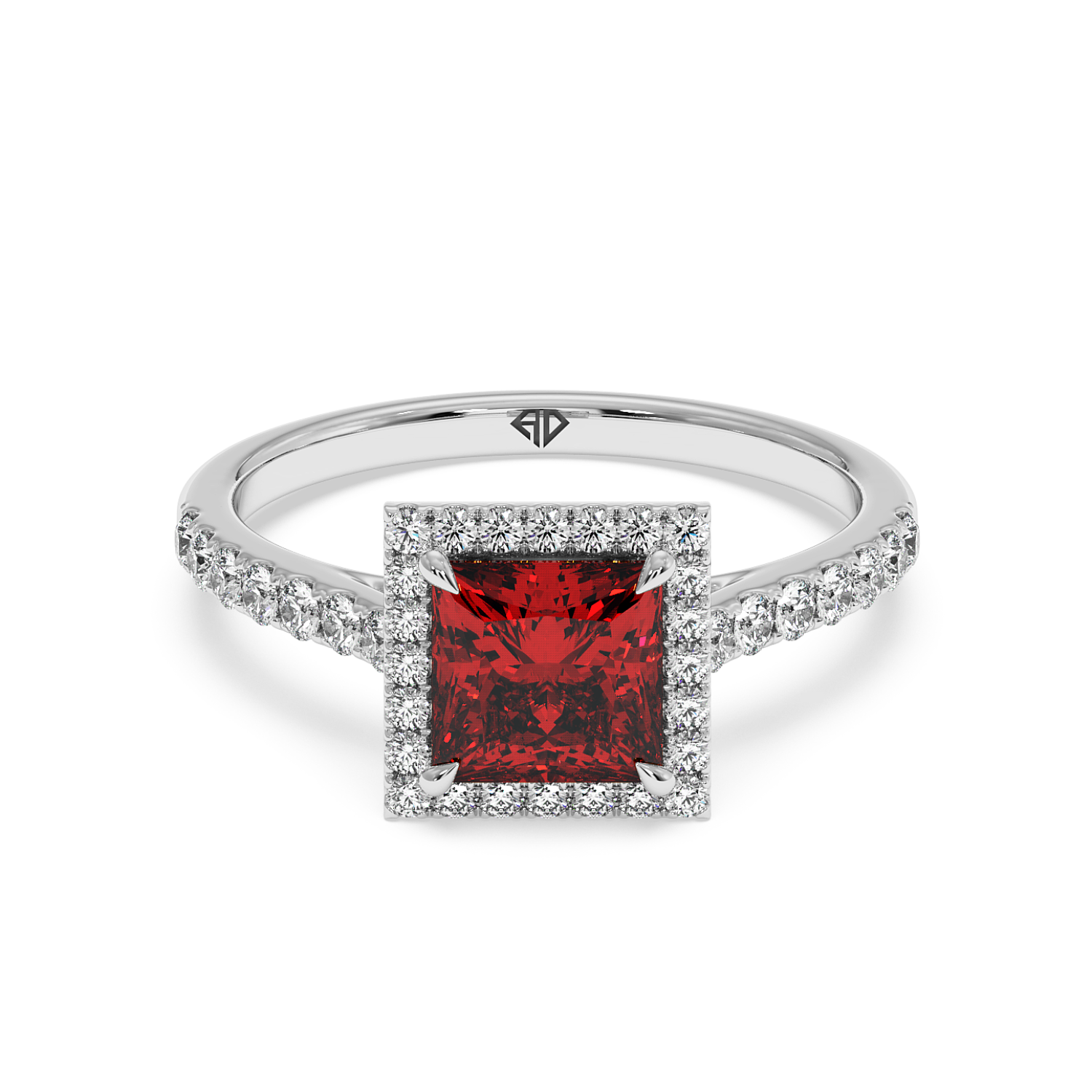 Platinum Marilyn Diamond Shoulder Hidden Halo Engagement Ring